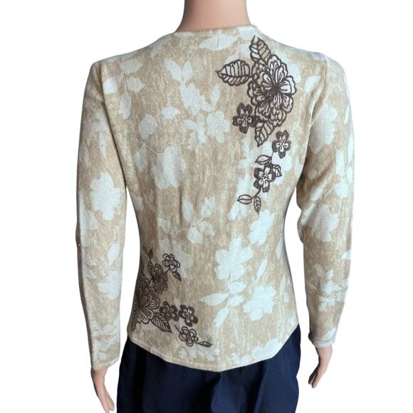 Carole Little Floral Lambs Wool Angora Rabbit Hair Sweater Small Comfort Luxe - Picture 3 of 4